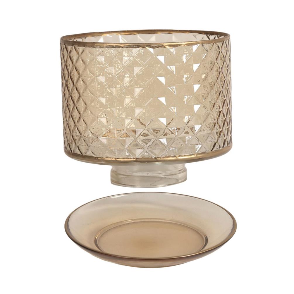 Aroma Amber & Gold Quilted Glass Shade & Tray £13.04